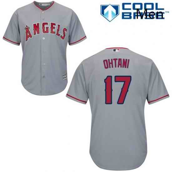 Mens Majestic Los Angeles Angels of Anaheim 17 Shohei Ohtani Replica Grey Road Cool Base MLB Jersey